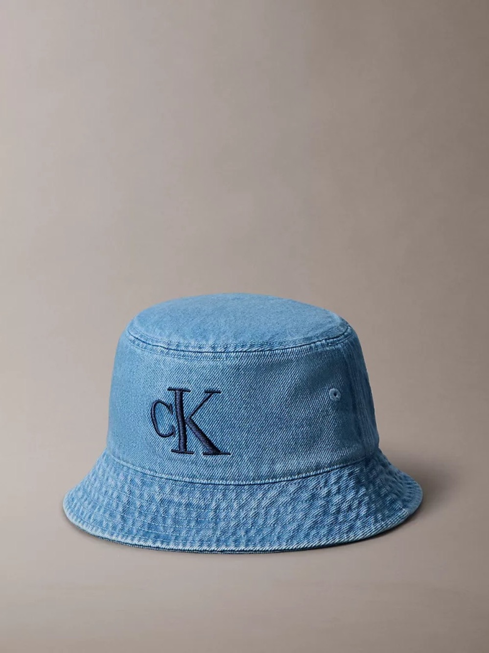 Calvin Klein Washed Denim Embroidered Logo Bucket Hat